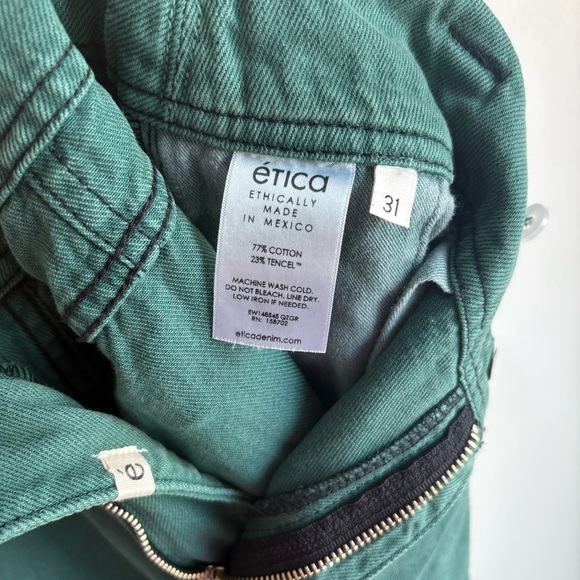 Etica Women’s Barrel Leg Doyle Biker Pants in Quetzal Green Size 31 - Picture 13 of 13